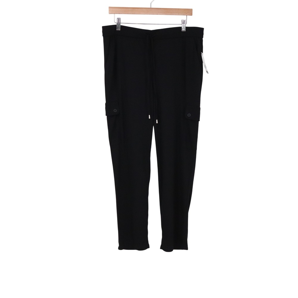 Nine West Pants Womens 16 Lorimer Cargo Black Drawstring Straight New
